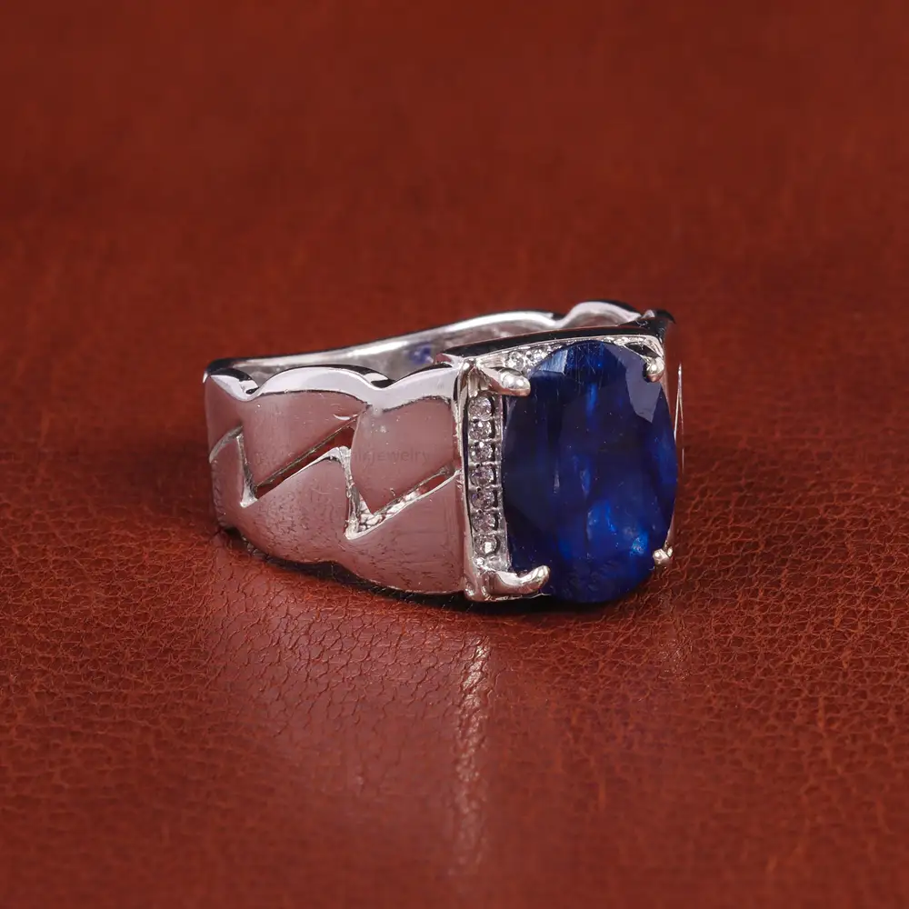 انگشتر یاقوت کبود مردانه کد 21903