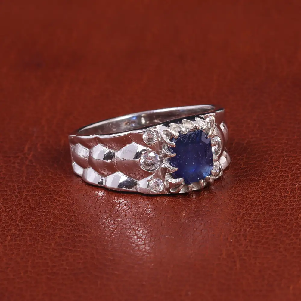 انگشتر یاقوت کبود مردانه کد 21907