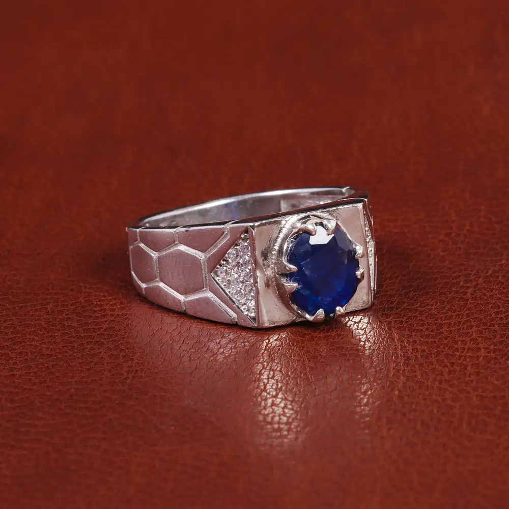 انگشتر یاقوت کبود مردانه کد 21908