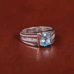 انگشتر توپاز آبی مردانه کد 21951