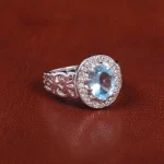 انگشتر توپاز آبی مردانه کد 21958