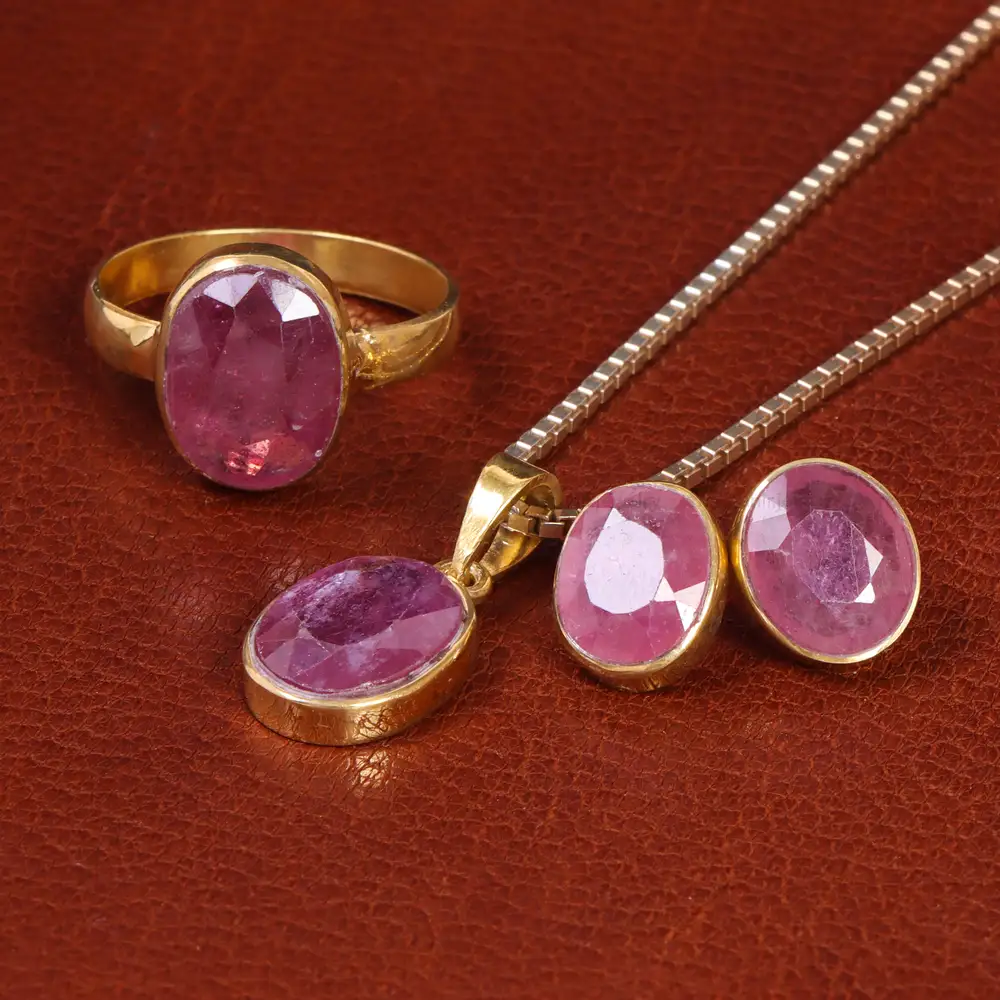 نیم ست یاقوت سرخ زنانه کد 21980