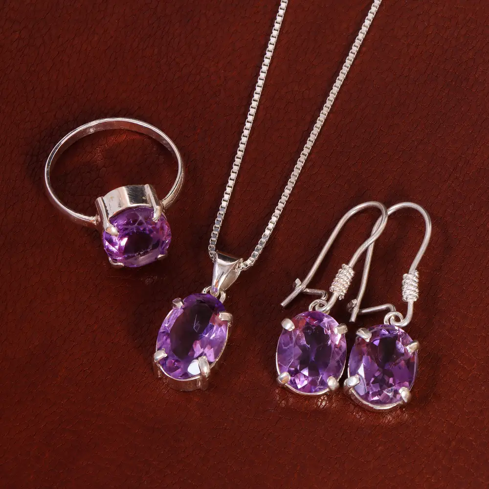 نیم ست آمیتیست زنانه کد 22127