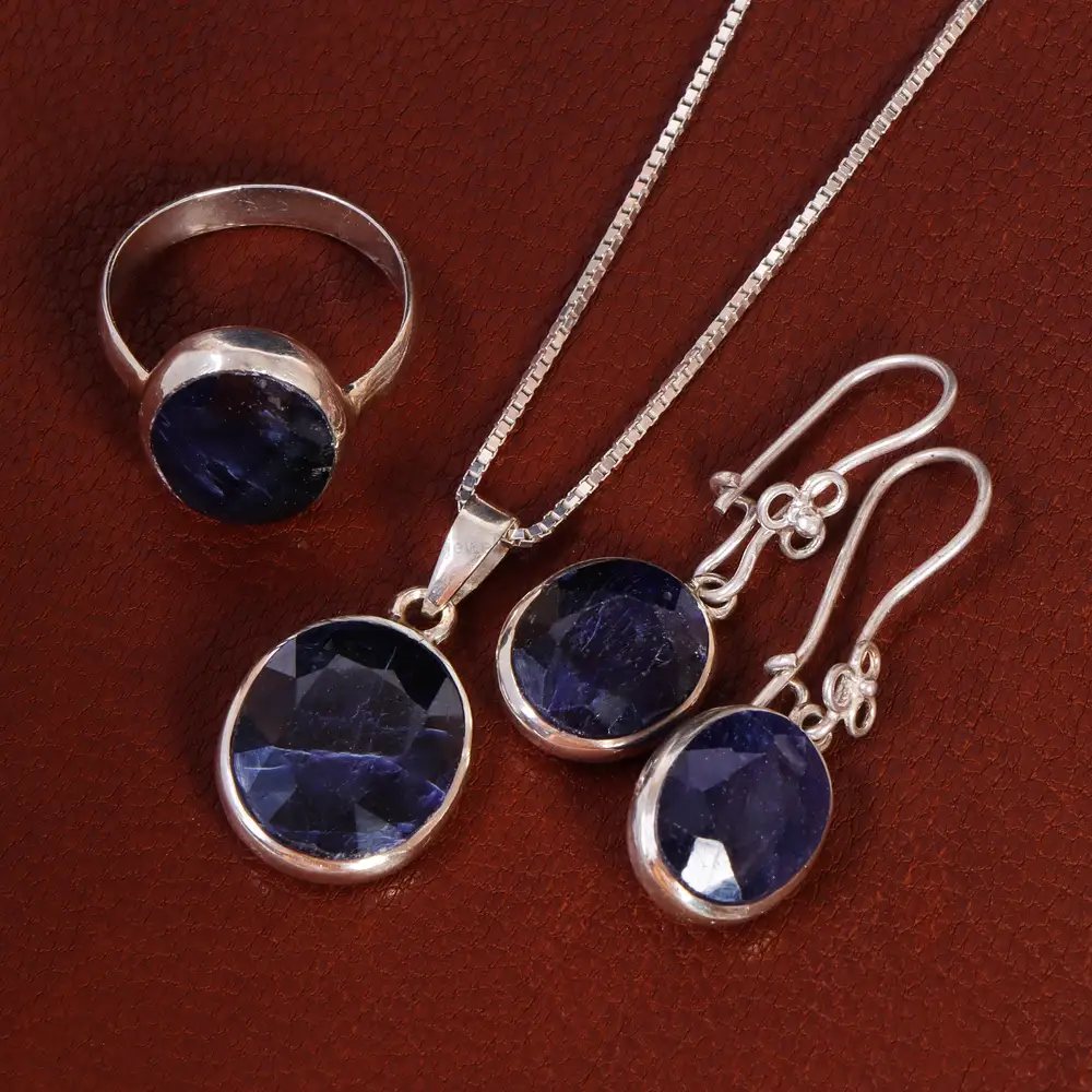 نیم ست یاقوت کبود زنانه کد 22132