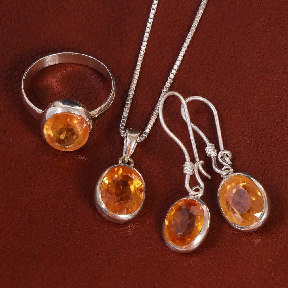 نیم ست یاقوت زرد زنانه کد 22133