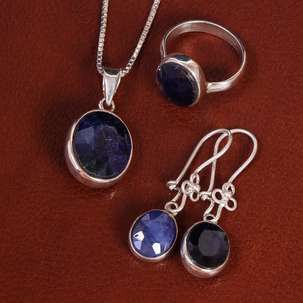 نیم ست یاقوت کبود زنانه کد 22137