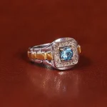 انگشتر توپاز آبی مردانه کد 22204