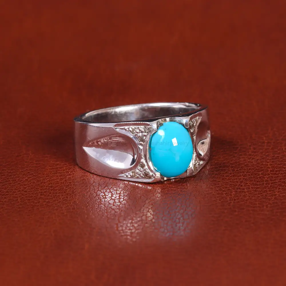 انگشتر فیروزه عجمی مردانه کد 22215