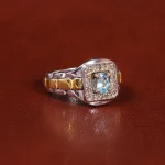 انگشتر توپاز آبی مردانه کد 22218