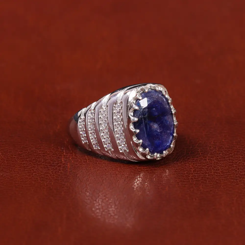 انگشتر یاقوت کبود مردانه کد 22271