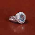 انگشتر توپاز آبی مردانه کد 22275