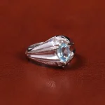 انگشتر توپاز آبی مردانه کد 22276