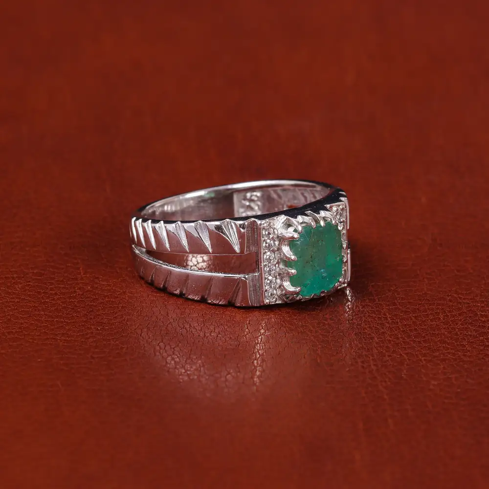 انگشتر زمرد مردانه کد 22277