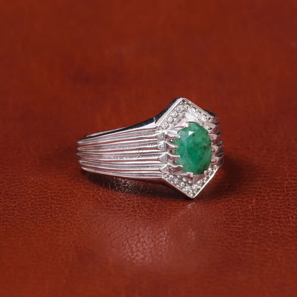 انگشتر زمرد مردانه کد 22279