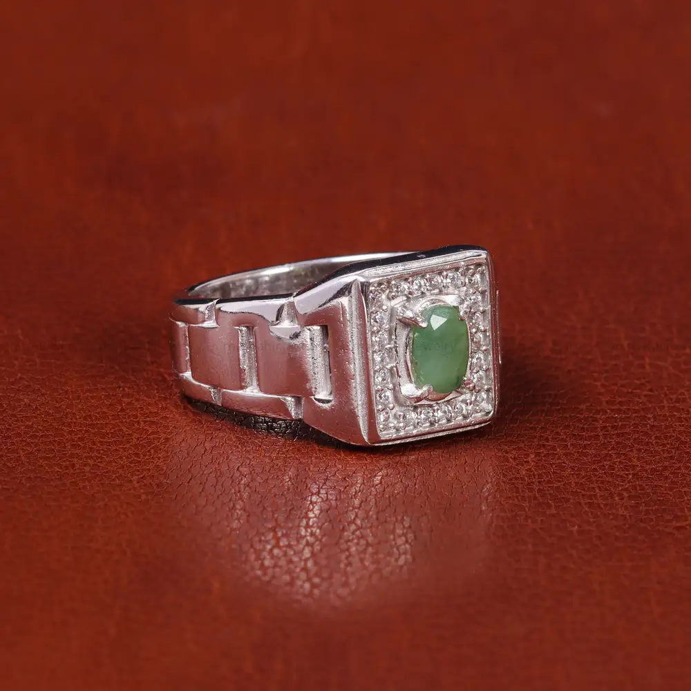 انگشتر زمرد مردانه کد 22280