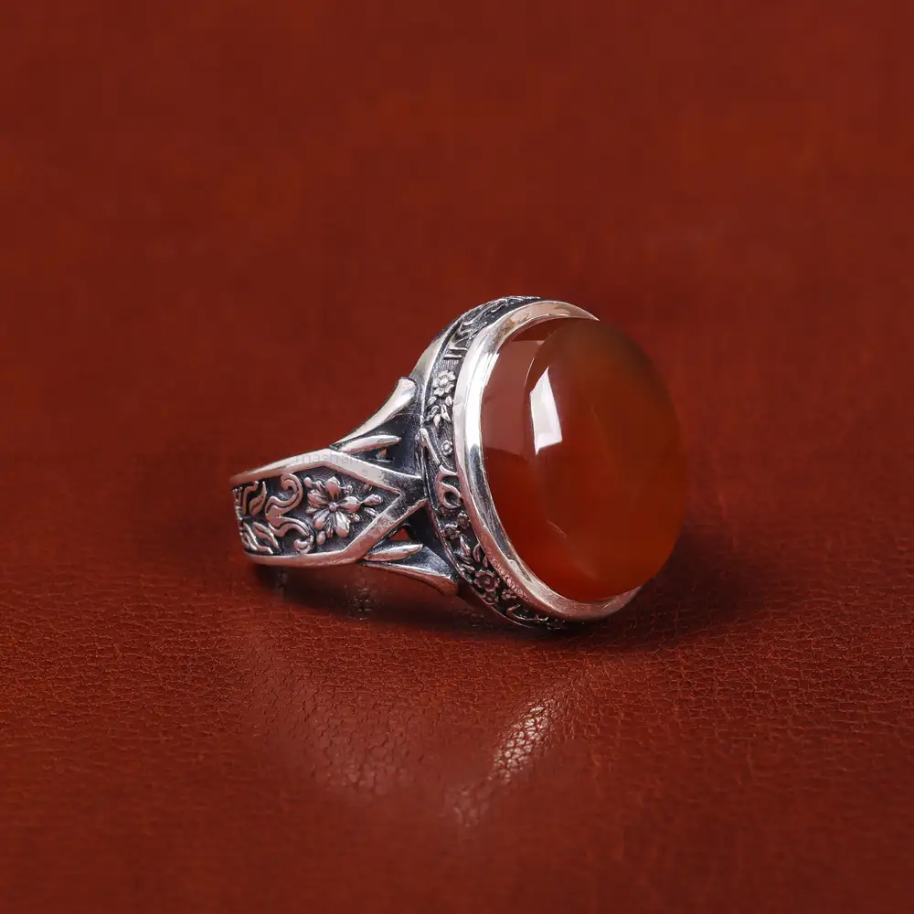 انگشتر عقیق یمن مردانه کد 22306