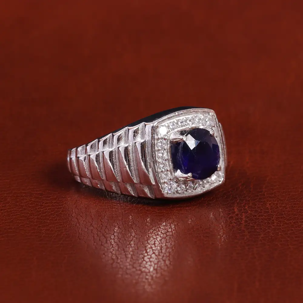 انگشتر یاقوت کبود مردانه کد 22341