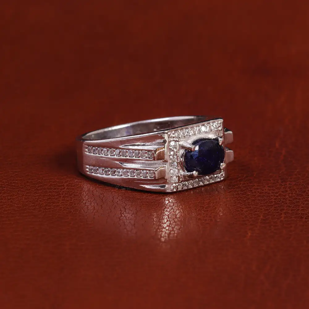 انگشتر یاقوت کبود مردانه کد 22344