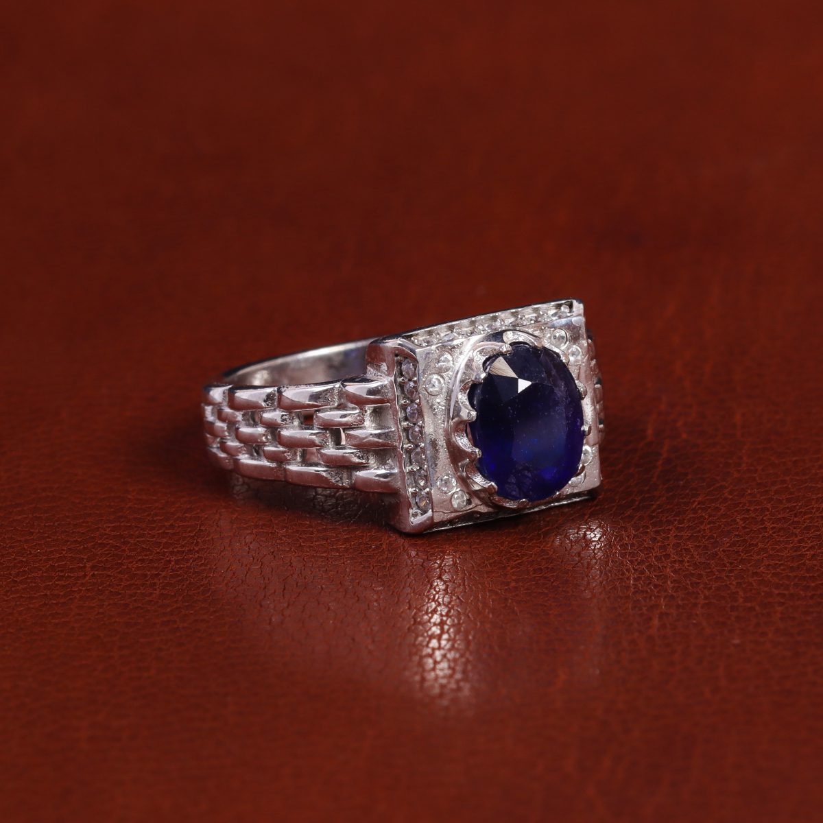 انگشتر یاقوت کبود مردانه کد 22346