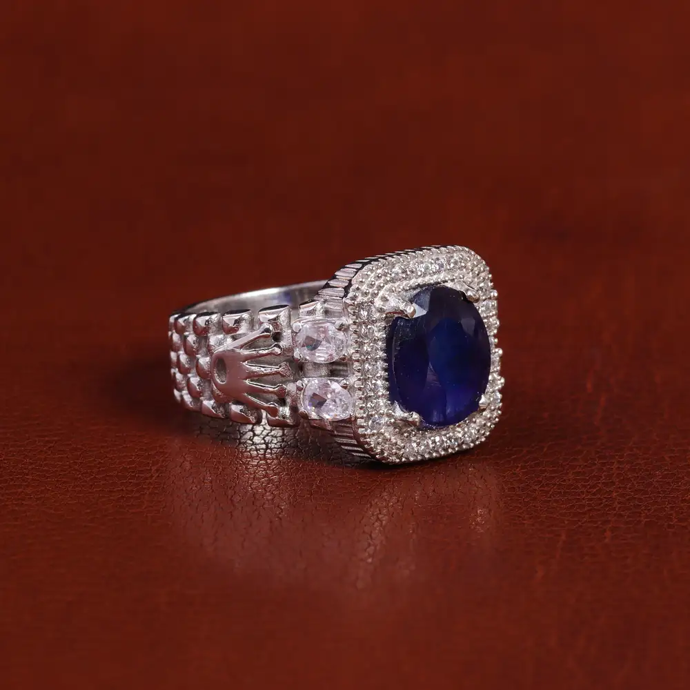 انگشتر یاقوت کبود مردانه کد 22347