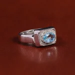 انگشتر توپاز آبی مردانه کد 22352