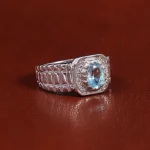 انگشتر توپاز آبی مردانه کد 22353