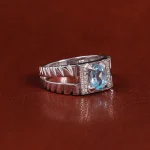 انگشتر توپاز آبی مردانه کد 22354