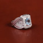 انگشتر توپاز آبی مردانه کد 22357