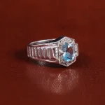 انگشتر توپاز آبی مردانه کد 22360