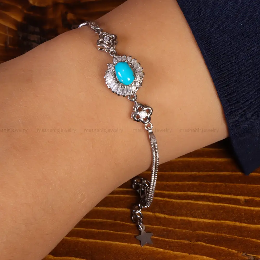 دستبند فیروزه زنانه کد 21780