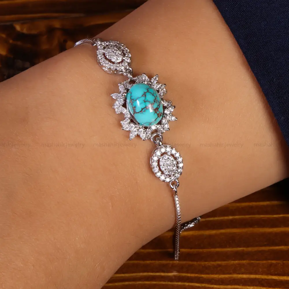 دستبند فیروزه زنانه کد 21789
