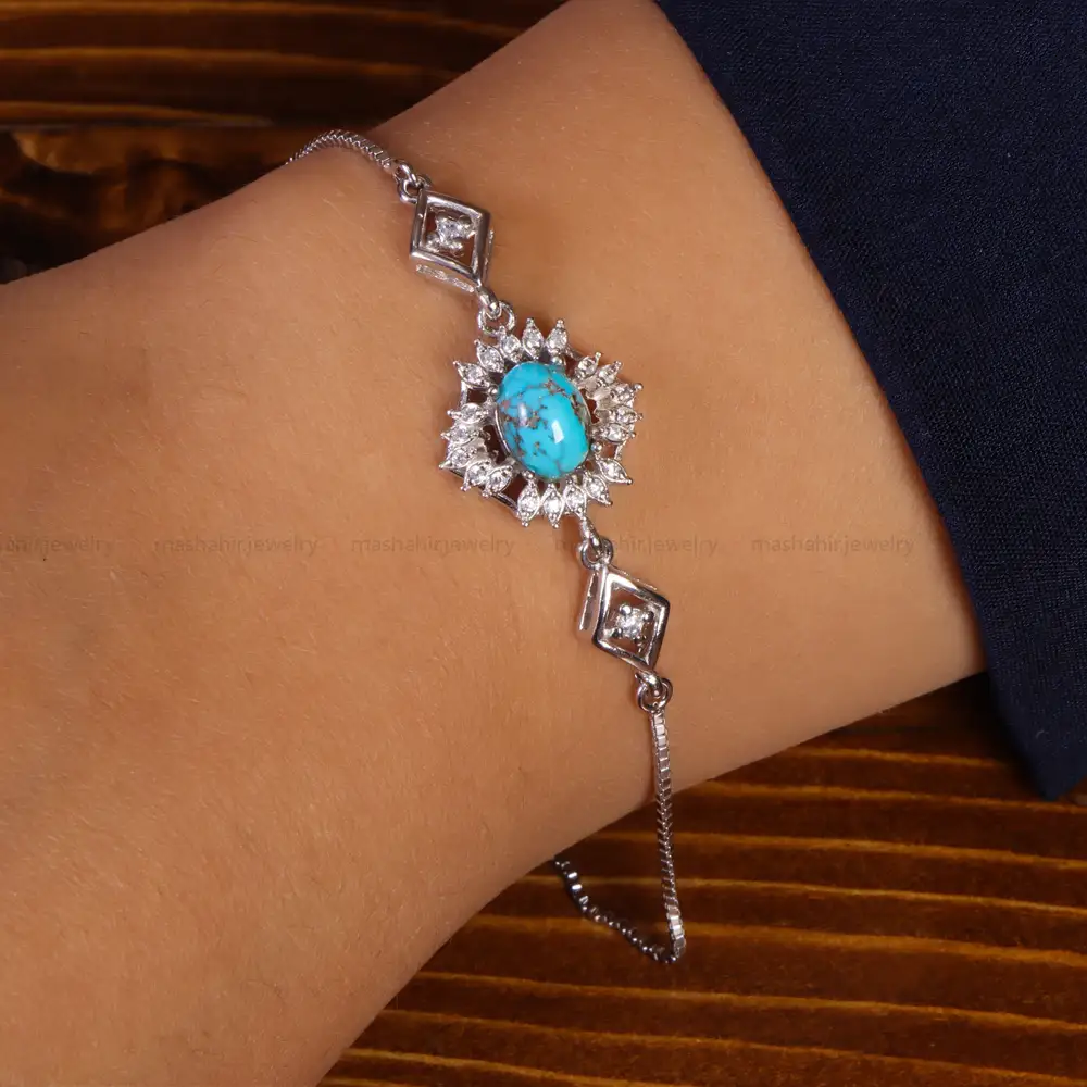 دستبند فیروزه زنانه کد 21791
