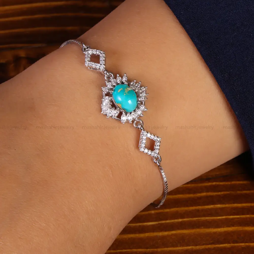 دستبند فیروزه زنانه کد 21792