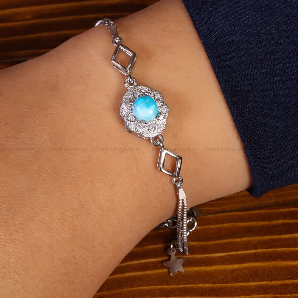 دستبند فیروزه زنانه کد 21798