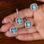 نیم ست فیروزه زنانه کد 21811