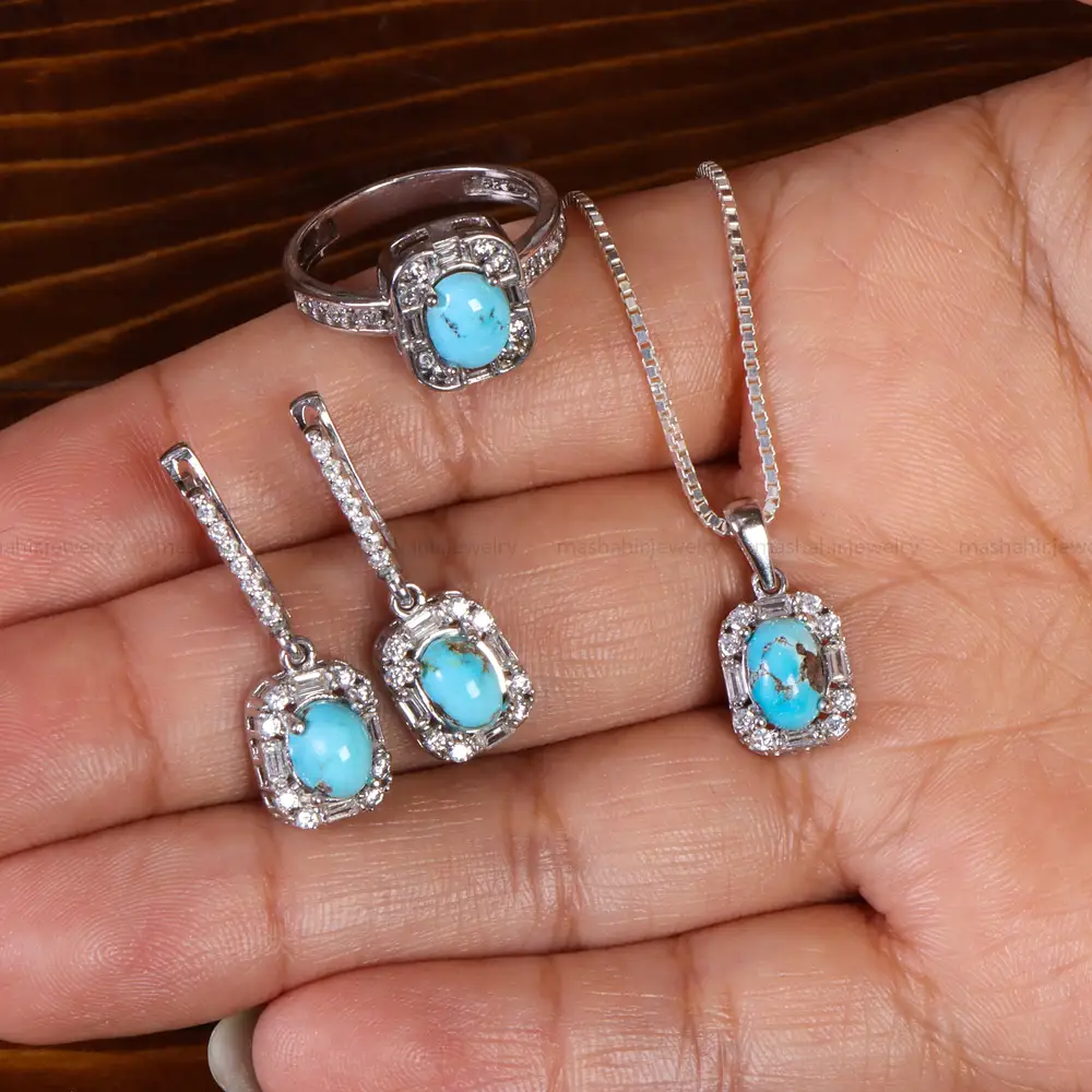 نیم ست فیروزه زنانه کد 21812