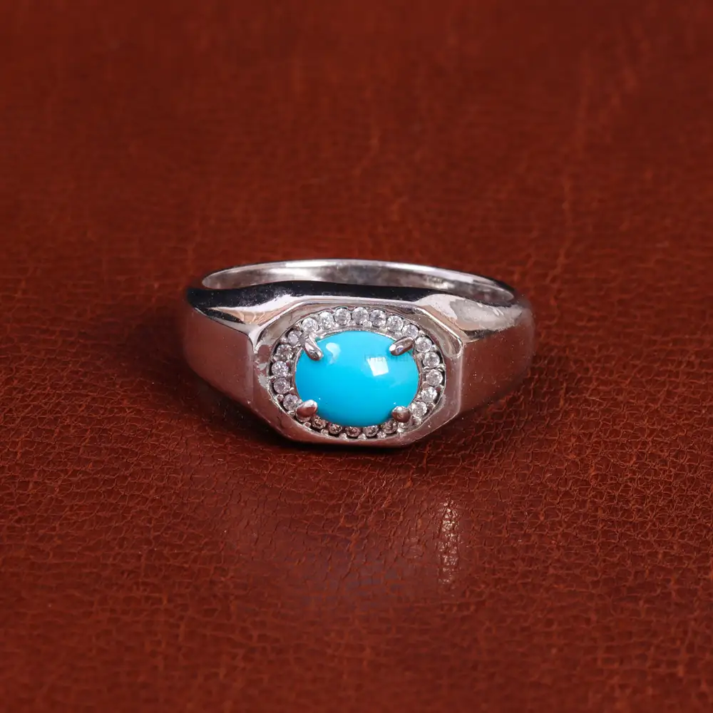 انگشتر فيروزه عجمی مردانه کد 21840