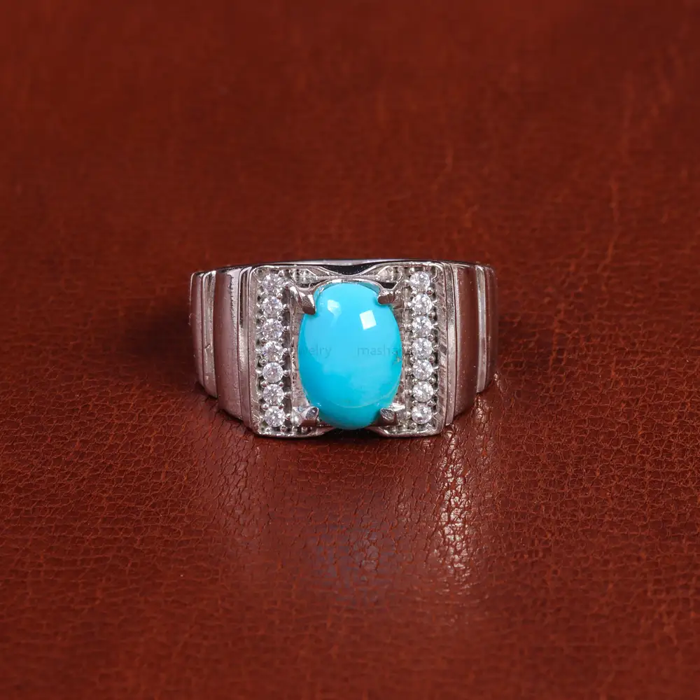 انگشتر فيروزه عجمی مردانه کد 21845