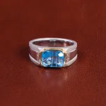 انگشتر توپاز آبی مردانه کد 21869