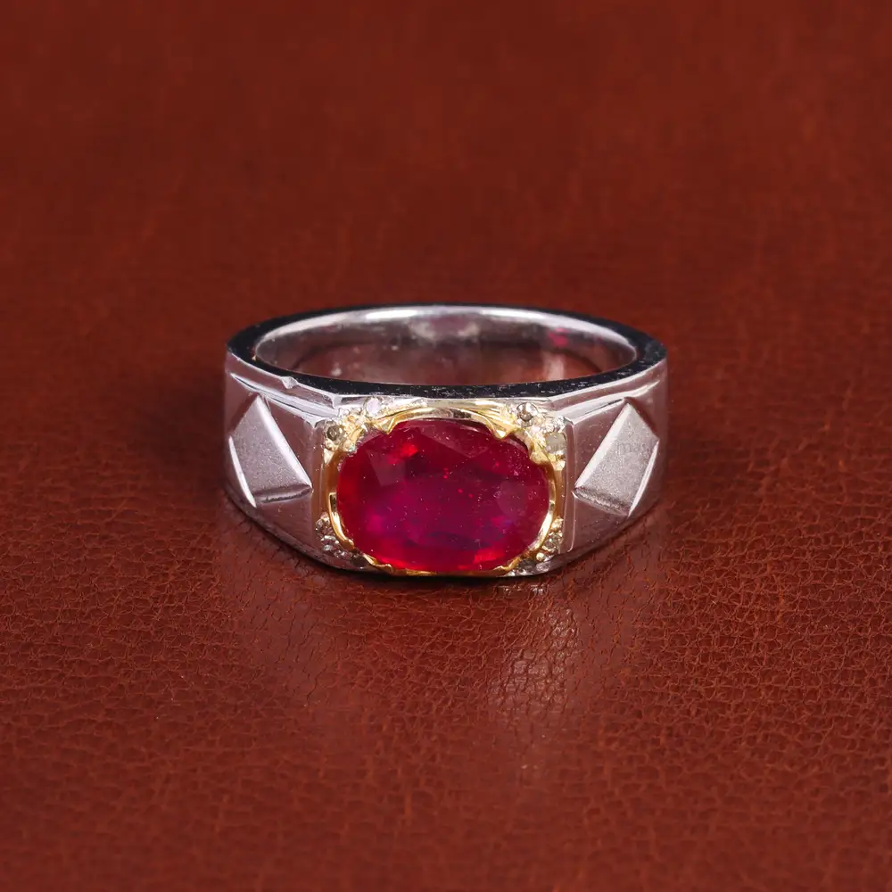 انگشتر یاقوت سرخ مردانه کد 21874