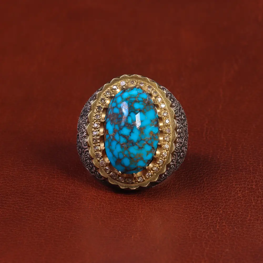 انگشتر فیروزه شجری مردانه کد 21883