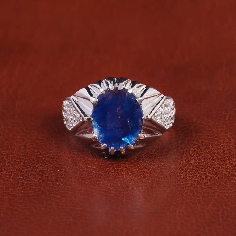 انگشتر یاقوت کبود مردانه کد 21887