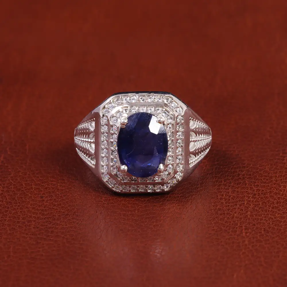 انگشتر یاقوت کبود مردانه کد 21888