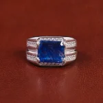 انگشتر یاقوت کبود مردانه کد 21889