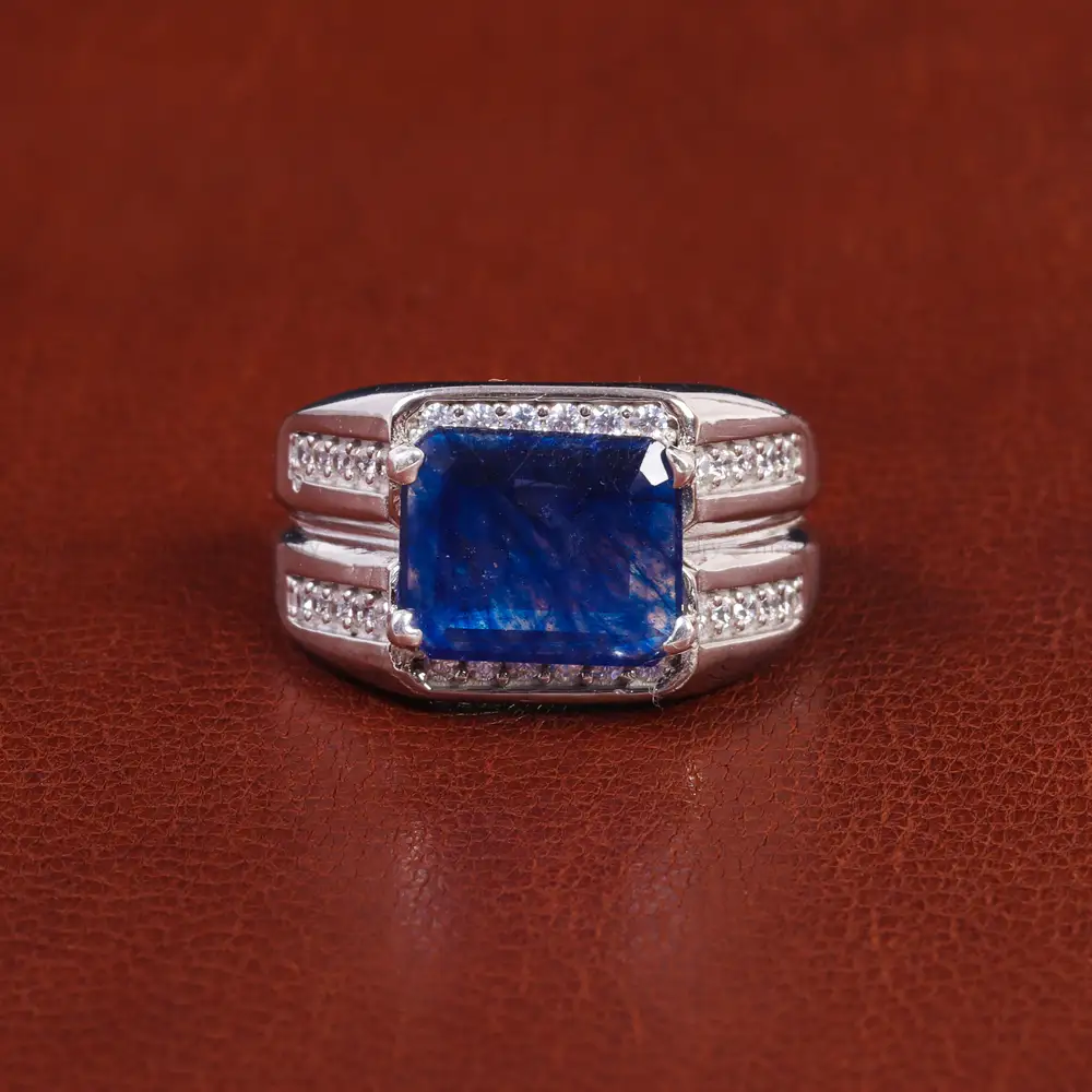 انگشتر یاقوت کبود مردانه کد 21889