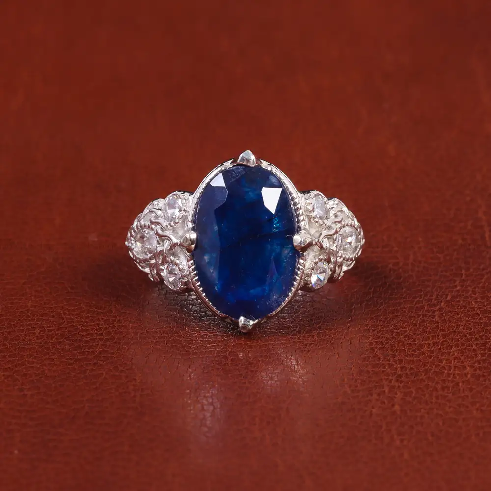 انگشتر یاقوت کبود مردانه کد 21890