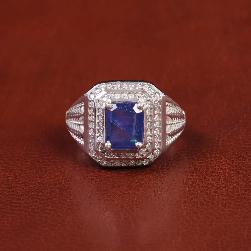 انگشتر یاقوت کبود مردانه کد 21891