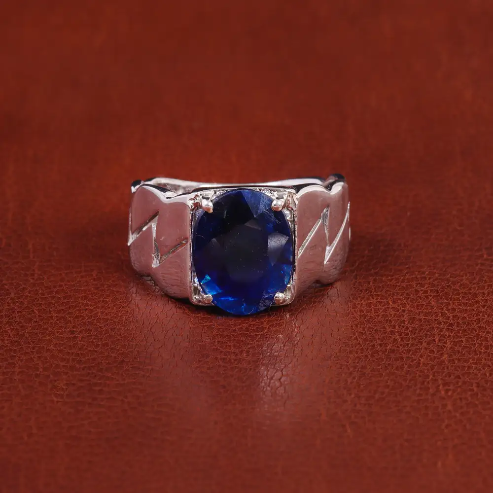 انگشتر یاقوت کبود مردانه کد 21896