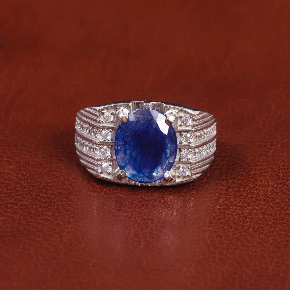 انگشتر یاقوت کبود مردانه کد 21898