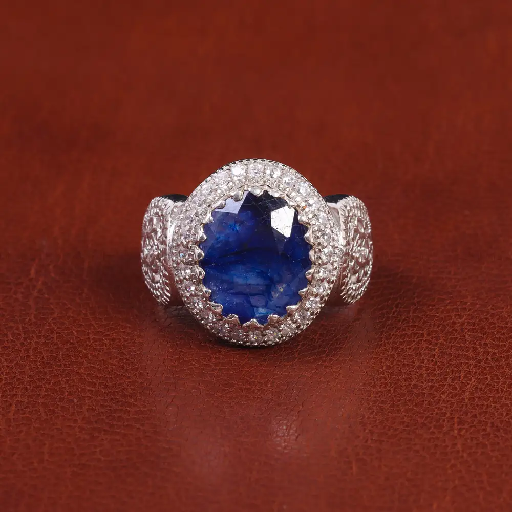 انگشتر یاقوت کبود مردانه کد 21902